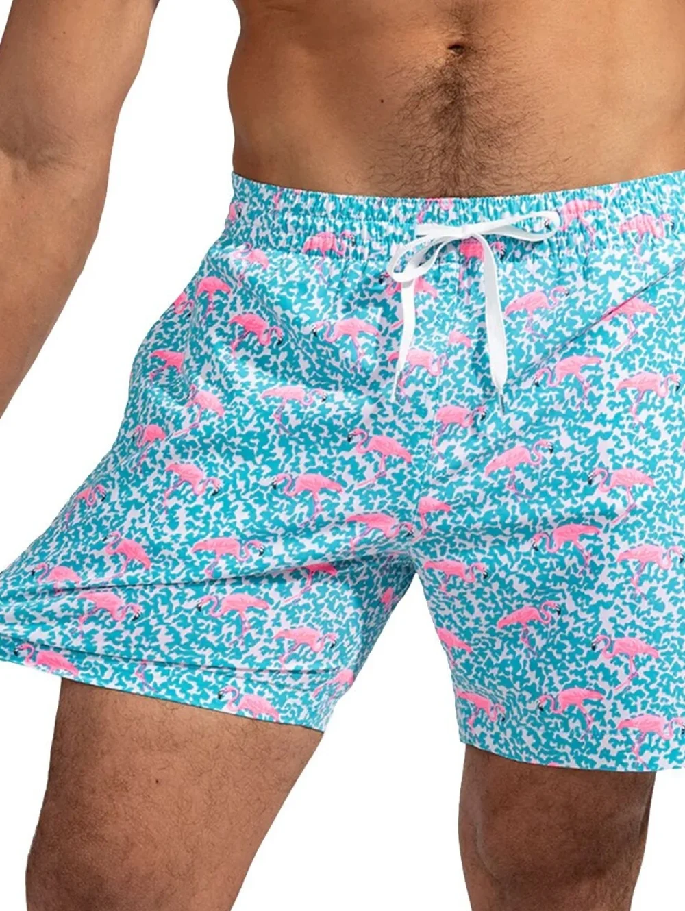 CHUBBIES Swim Trunks The Domingos Are For Flamingos Blue Pink Swim Shorts XL